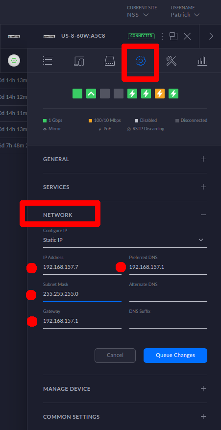 how to set static ip unifi controller