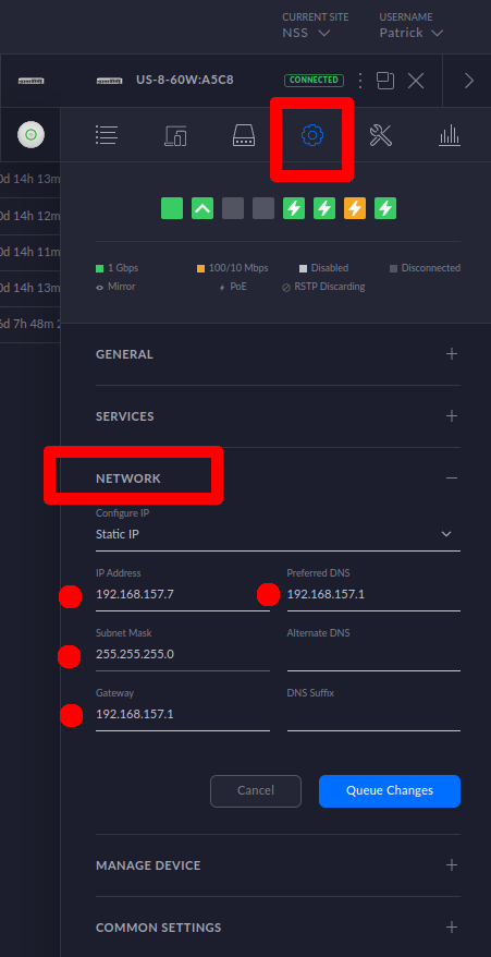 UniFi - How to change the IP of devices